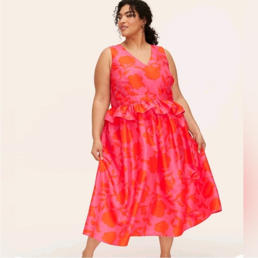 NWT KATE SPADE x TARGET Floral Rose Print Sleeveless Peplum Midi Dress w Pockets - Picture 3 of 13